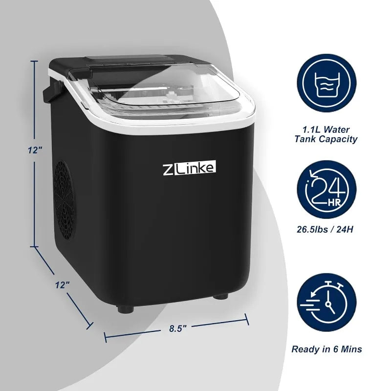 Countertop Ice Maker – 26 lb/Day Portable Machine with Self-Cleaning & Basket - stirhaus