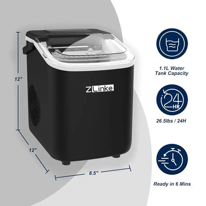Countertop Ice Maker – 26 lb/Day Portable Machine with Self-Cleaning & Basket - stirhaus