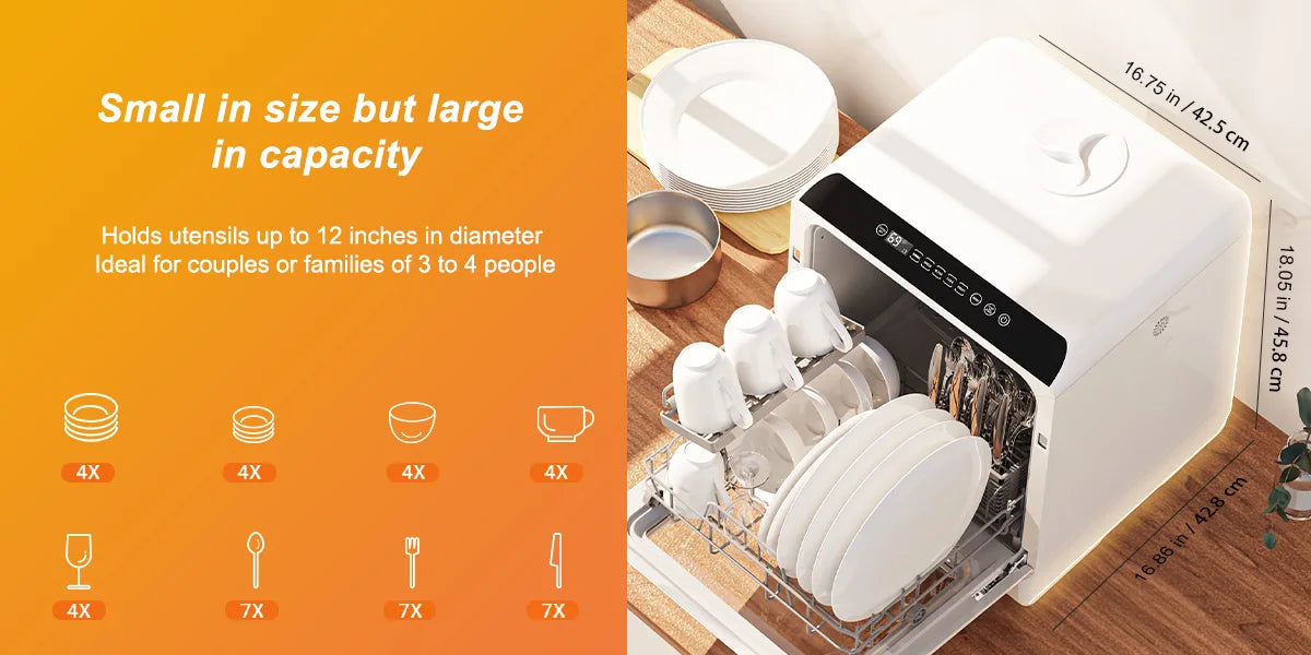 Portable Countertop Dishwasher – 6 Wash Programs, Dual Water Supply, Auto Drying, Compact for Kitchen, RV, Apartment - stirhaus