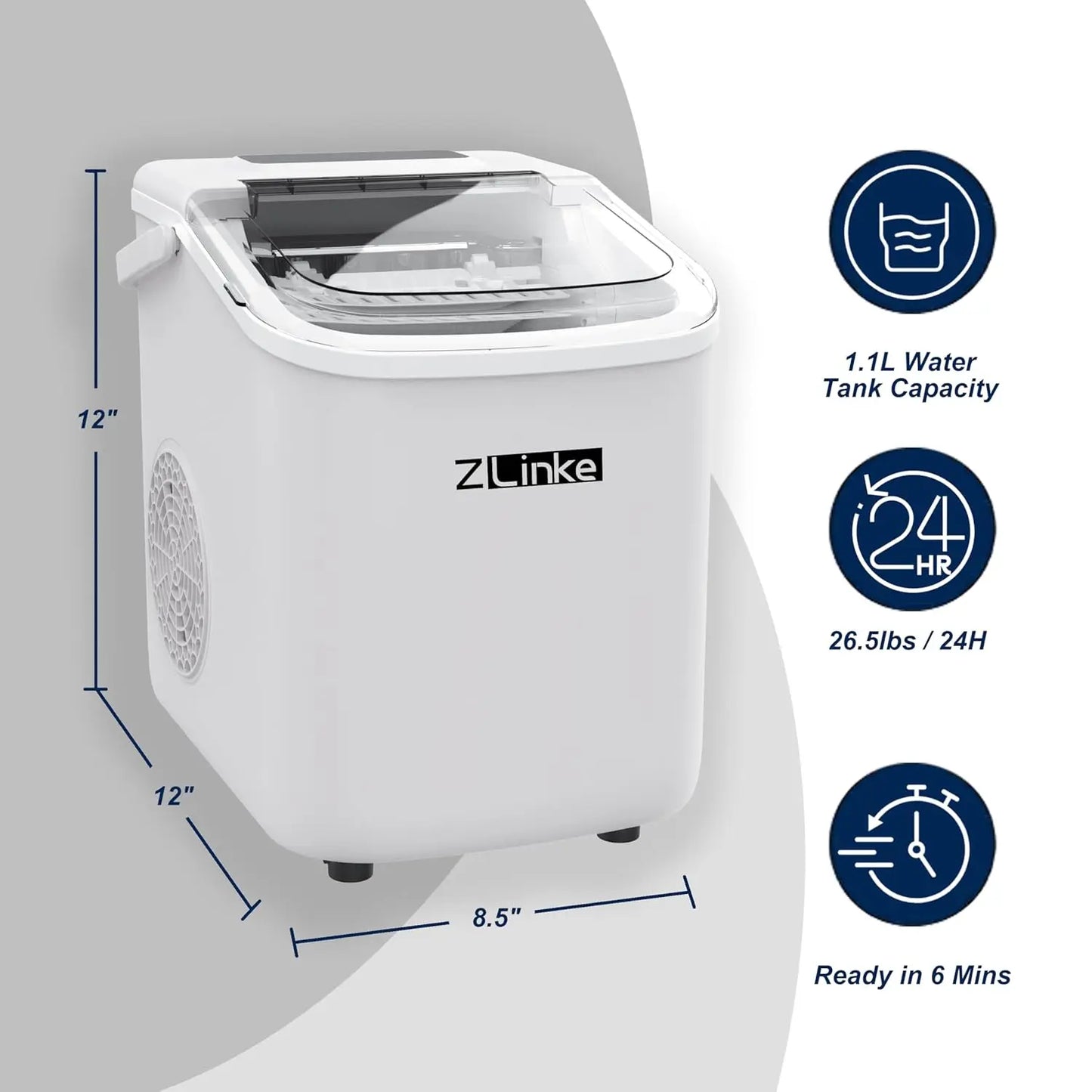 Countertop Ice Maker – 26 lb/Day Portable Machine with Self-Cleaning & Basket - stirhaus