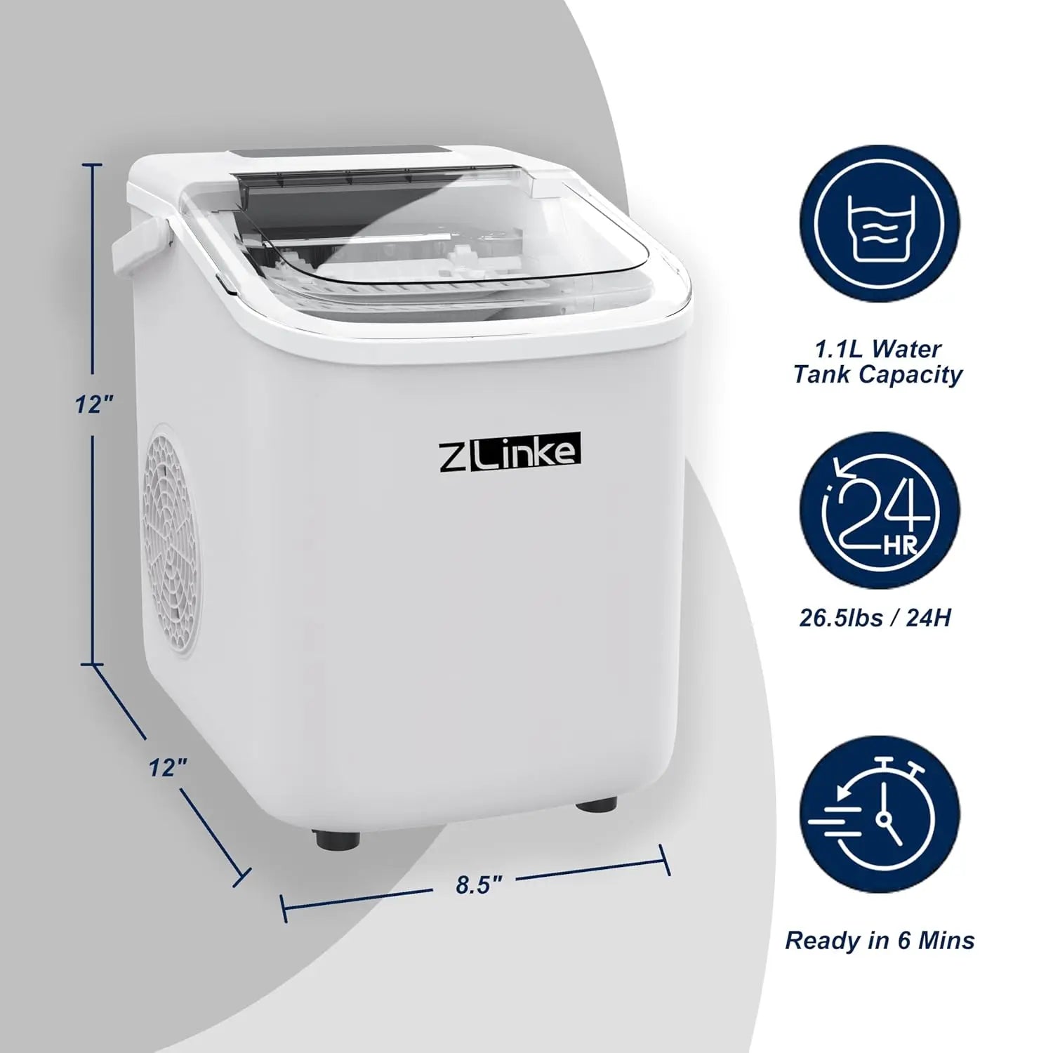 Countertop Ice Maker – 26 lb/Day Portable Machine with Self-Cleaning & Basket - stirhaus