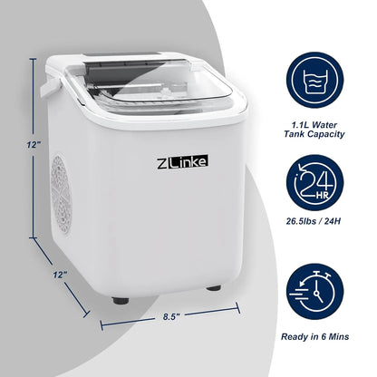 Countertop Ice Maker – 26 lb/Day Portable Machine with Self-Cleaning & Basket - stirhaus