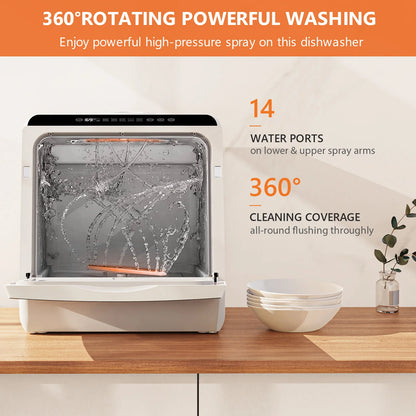 Portable Countertop Dishwasher – 6 Wash Programs, Dual Water Supply, Auto Drying, Compact for Kitchen, RV, Apartment - stirhaus