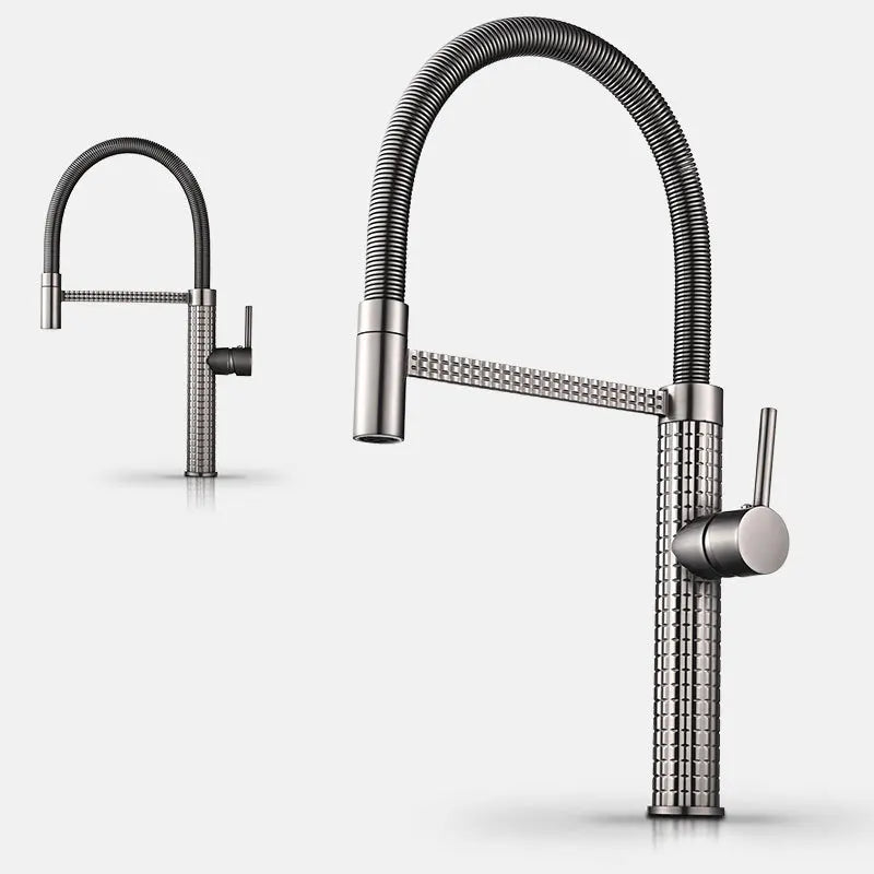 Matte Kitchen Faucet – Brass Single Handle Pull-Down Spring Sink Tap - stirhaus