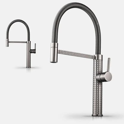 Matte Kitchen Faucet – Brass Single Handle Pull-Down Spring Sink Tap - stirhaus