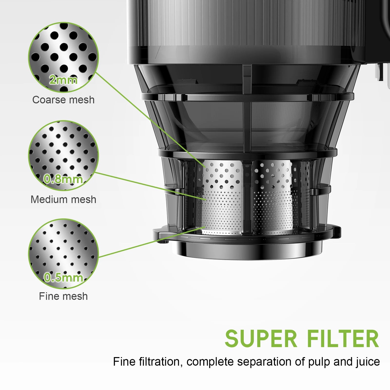 Cold Press Juicer with 130mm Wide Chute, Triple Filter & BPA-Free Design - stirhaus