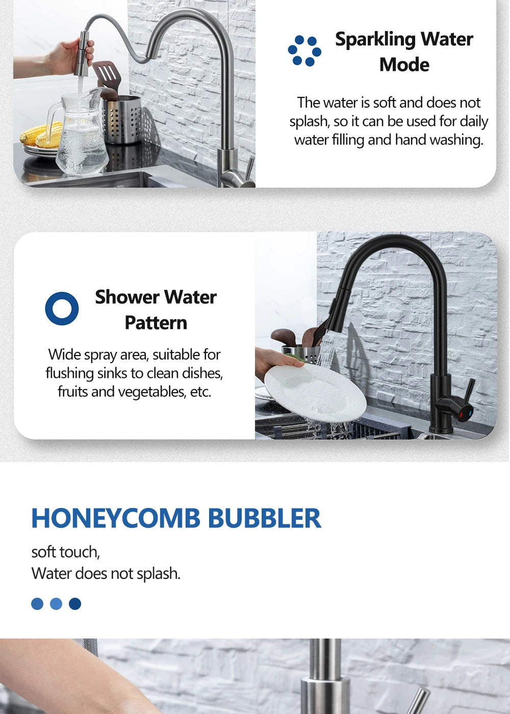 Smart Touch Kitchen Faucet – Brushed Nickel Pull Out Sensor Tap with 360° Rotation & Pull Down Spray - stirhaus