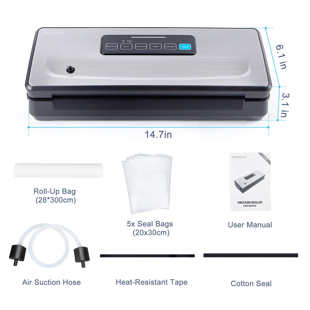 Vacuum Sealer Machine with Cutter & 4 Modes – Food Storage & Sous Vide, 30cm Seal, -85kpa Pump - stirhaus