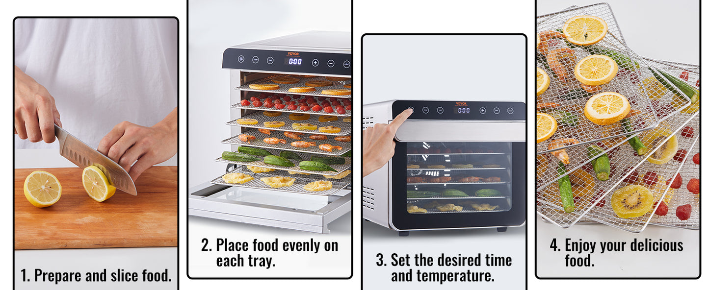 6-Tray Stainless Steel Food Dehydrator – 700W Electric Dryer with Timer & Temperature Control - stirhaus