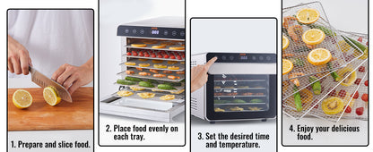 6-Tray Stainless Steel Food Dehydrator – 700W Electric Dryer with Timer & Temperature Control - stirhaus