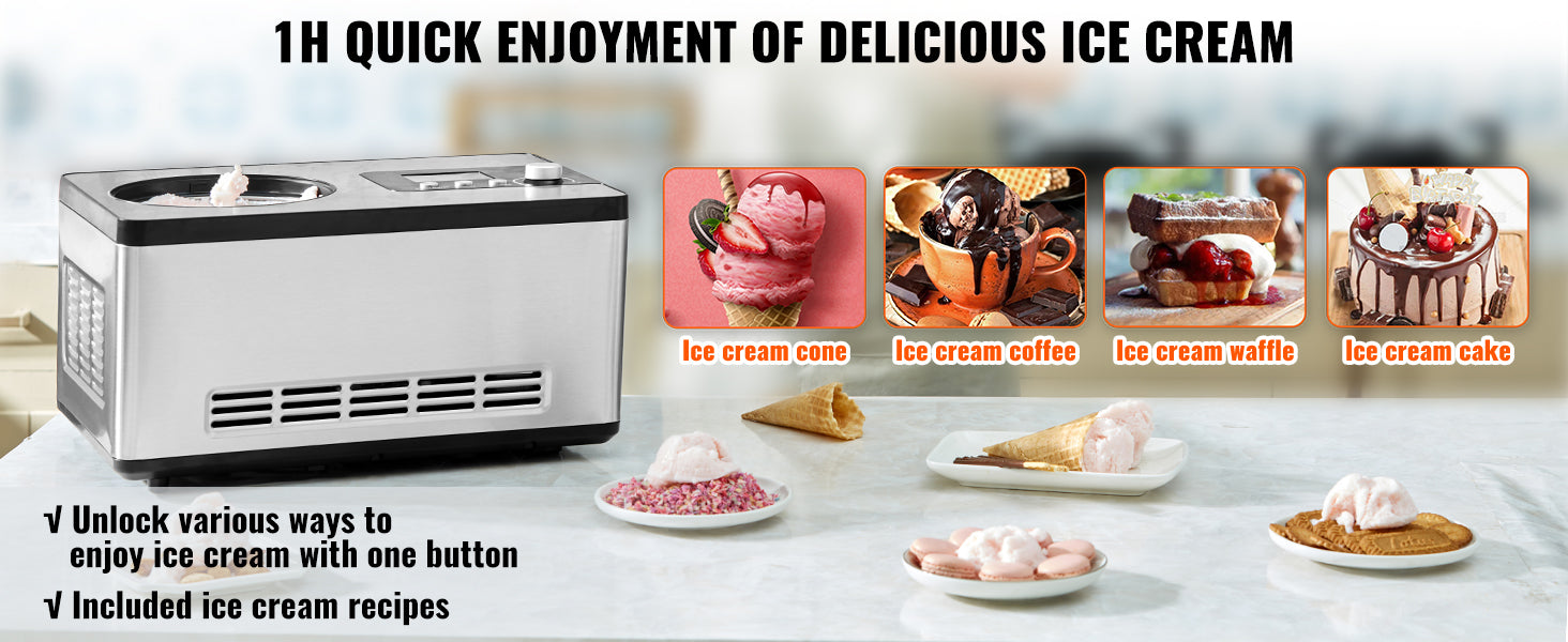 2-Quart Automatic Ice Cream Maker with Built-In Compressor – Frozen Yogurt & Sorbet Machine - stirhaus