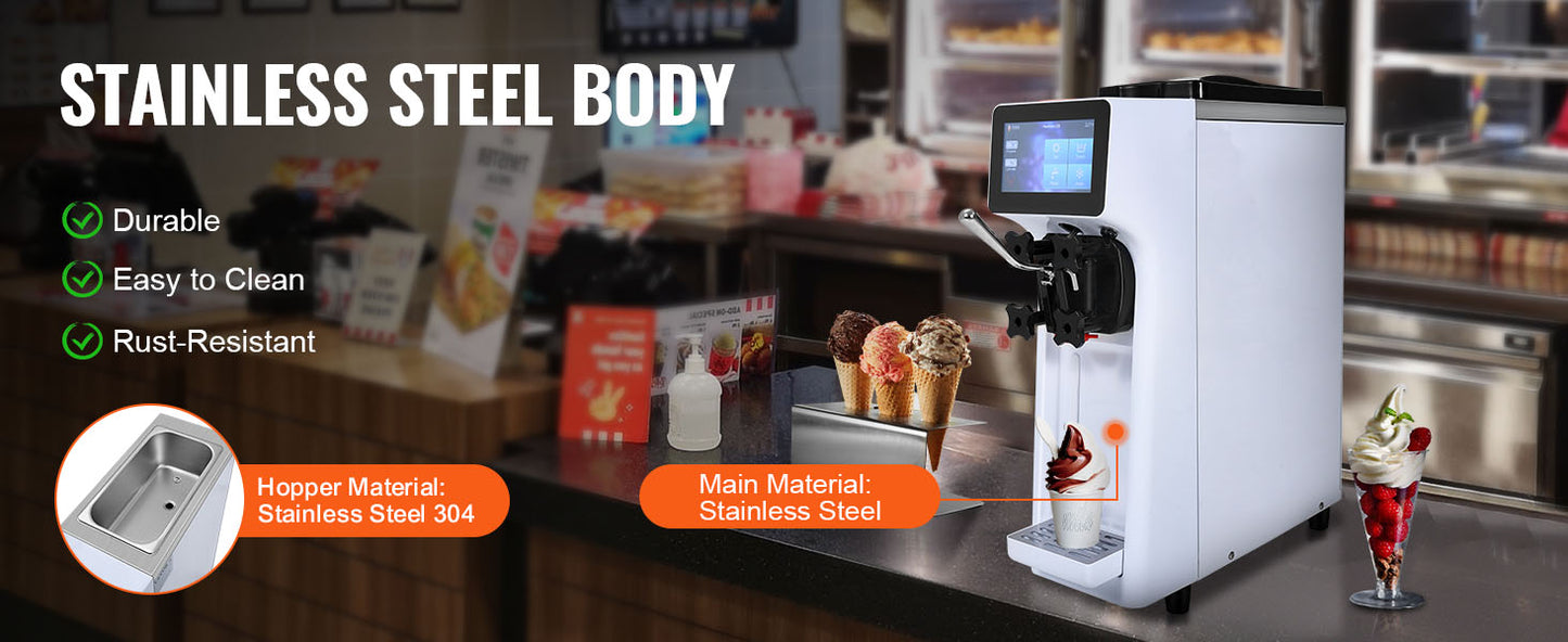 Commercial Soft Serve Ice Cream Machine – Single Flavor Countertop Maker with Touch Screen & Auto Clean - stirhaus