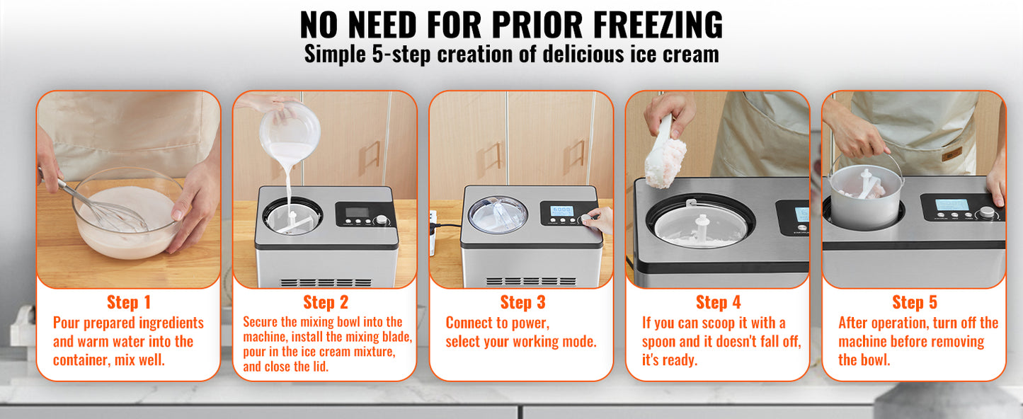 2-Quart Automatic Ice Cream Maker with Built-In Compressor – Frozen Yogurt & Sorbet Machine - stirhaus