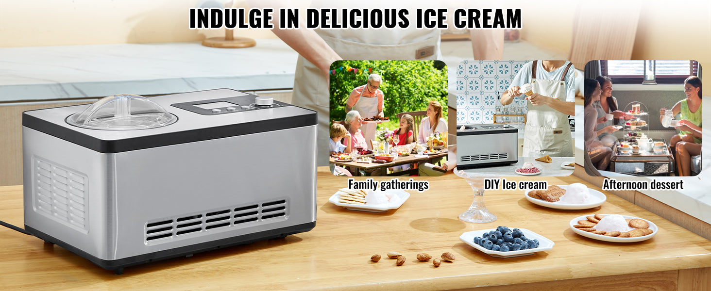 2-Quart Automatic Ice Cream Maker with Built-In Compressor – Frozen Yogurt & Sorbet Machine - stirhaus