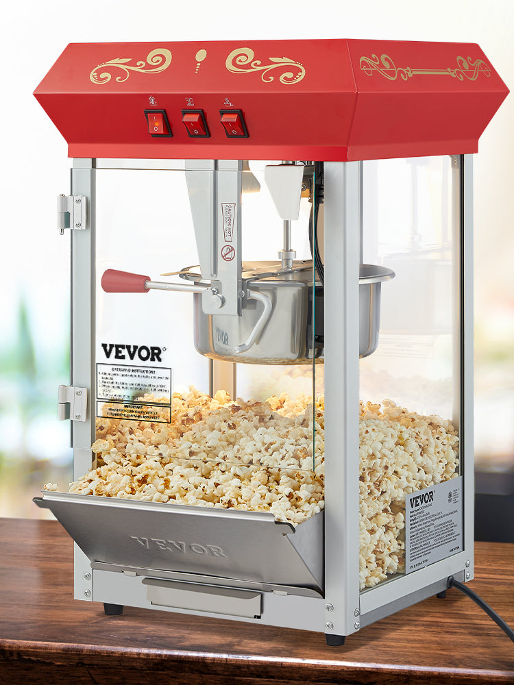 Electric Popcorn Maker – 8oz & 12oz Commercial Popper Machine with SUS304 Heating Tube, Scoop & Spoon - stirhaus